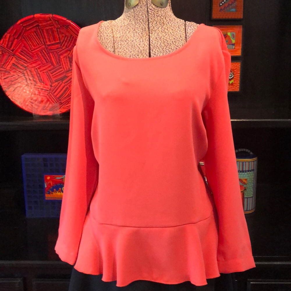 Ann Taylor pretty coral colored peplum hem top